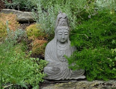 Meditating Kannon in the Vermont Zen Center front garden